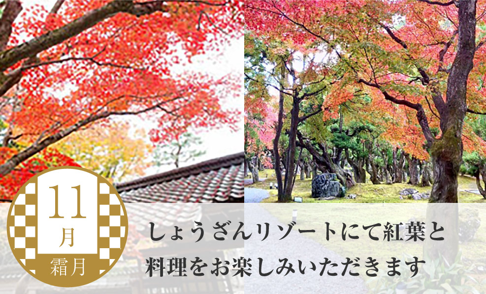日本和装　【11月】しょうざんリゾートにて紅葉と料理をお楽しみいただきます